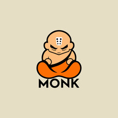 monk flat cartoon isolate illustration design