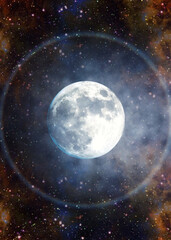 Obraz na płótnie Canvas Full moon and starry space