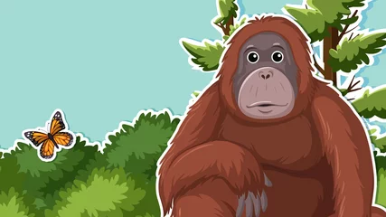 Foto op Canvas Thumbnail design with gorilla cartoon character © blueringmedia