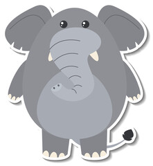 Chubby elephant animal cartoon sticker