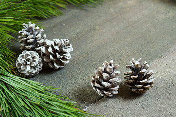 purity christmas decoration on weathered wood table