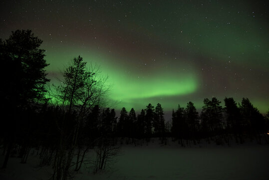 Polarlichter (Aurora Borealis) &uuml;ber dem Pallastunturi, Raattama, Lappland, Finnland