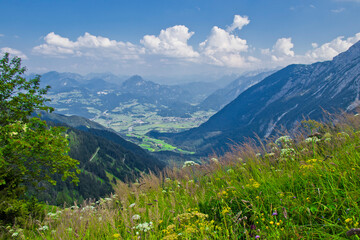 Beautiful panoramic view of the valley rossfeld Germany, Austria