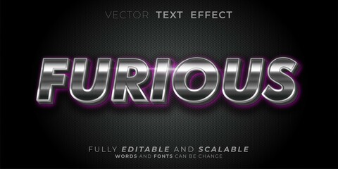 Editable text effect Movie title Furious text font style 3d concept