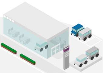 アイソメトリックな自動車販売店
