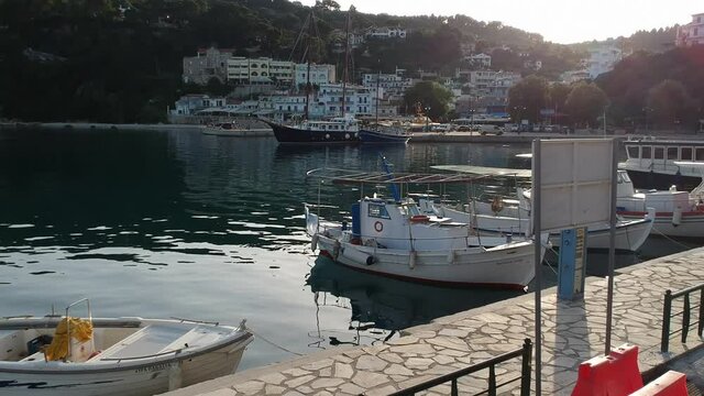 Aerial panoramic view over Patitiri, the capital town of Alonnisos island in Sporades, Aegean sea, Greece in Sporades, Magnesia, Greece