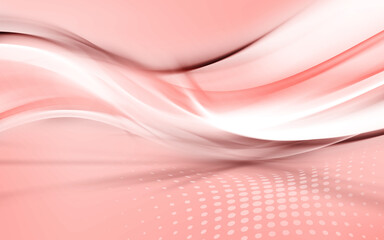 Pink background with white waves and halftone dots design. Empty studio display product texture.
