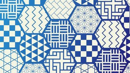 和風壁紙　濃青　日本　伝統　模様