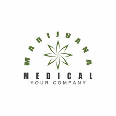Obraz premium Cannabis marijuana hemp leaf logo and symbol