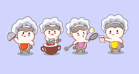 cute chef cartoon with food menu vectors