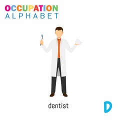 Vector Illustration of alphabet occupation with D letter. Suitable for Education purposes.