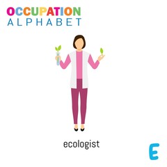 Vector Illustration of alphabet occupation with E letter. Suitable for Education purposes.