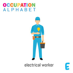 Vector Illustration of alphabet occupation with E letter. Suitable for Education purposes.