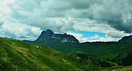 Austrian Alps - panoramic view of Widderstein mountain near the village of Warth in the Lechtal Alps