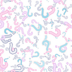 Quiz seamless pattern. Question marks, doubt, faq