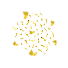 3D Flying Confetti Circle Isolated on White Background, Golden Paper Pieces.