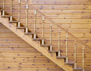 Wooden stairs in a wooden house.