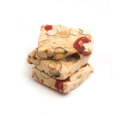 spanish sweet turron on white background