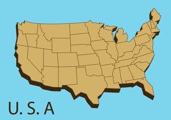 United States of America Map in 3d style