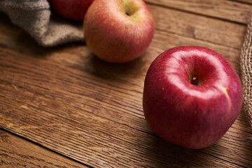 apples on a wooden table vitamins fresh fruits organic