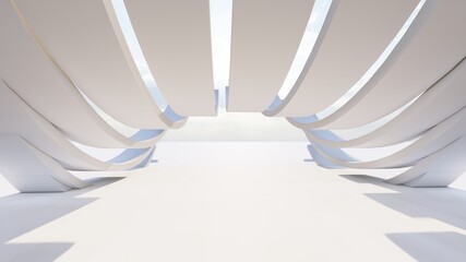 Architecture background white arched interior 3d render