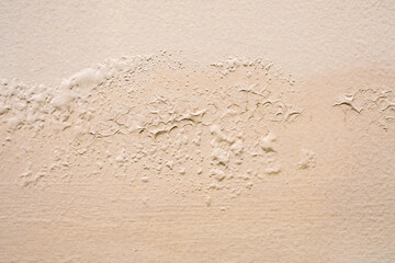 Brown wall damp damaged with peeling paint