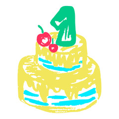 Icon in hand draw style. Drawing with wax crayons, children's creativity