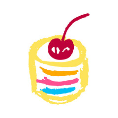 Icon in hand draw style. Drawing with wax crayons, children's creativity