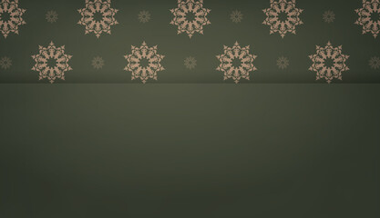 Green background with greek brown ornaments and space for text