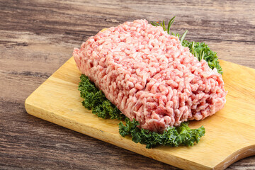 Raw pork minced meat for cooking