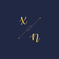 XN Initials letter alphabet watercolor logo branding set collection, Feminine logotype template in elegant artistic style. Feminine luxury logo design template.