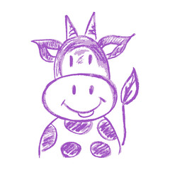 Icon in hand draw style. Drawing with wax crayons, children's creativity