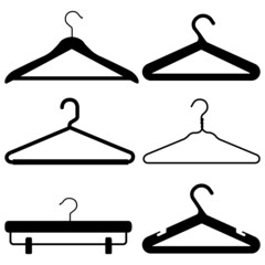 Coat hangers icon set. Vector illustration 