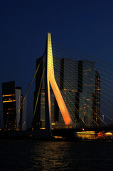 Pont Erasmus de Rotterdam la nuit