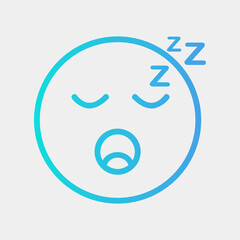 Sleep emoji icon vector illustration in gradient style, use for website mobile app presentation