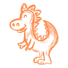 Icon in hand draw style. Drawing with wax crayons, children's creativity