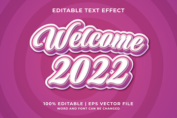 Editable text effect - Welcome 2022 3d template style premium vector