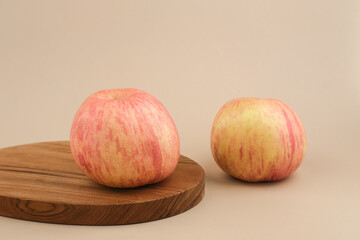 Apel Fuji or Fuji Apple, healthy fruit contain fiber and vitamin C. Copy space.
