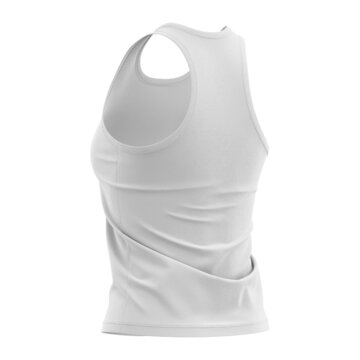 Women's Tank Top Mockup, Half Side Back View - 3D Illustration Isolated on White Background