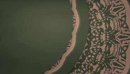 Green background with vintage brown ornament and space for your logo