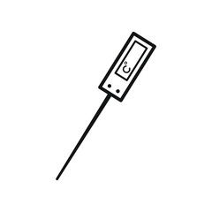 Digital meat thermometer outline icon. Clipart image isolated on white background