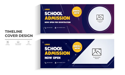 Kids School Admission Facebook Cover Template Design