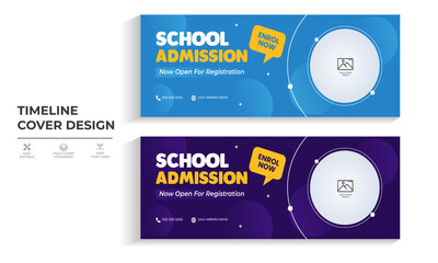 Kids School Admission Facebook Cover Template Design