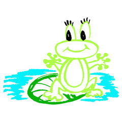 Icon in hand draw style. Drawing with wax crayons, children's creativity