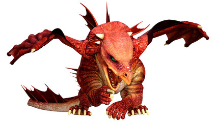 3D Rendering Fairy Tale Dragon on White