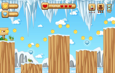 Game Template Ice Cave Scene