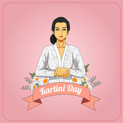 Kartini day greetings card with floral decoration