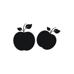 Two apple silhouette illustration isolated on white background