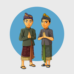 Standing Balinese Boys namaste greeting