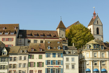 View at the old center of Basel on Switzerland